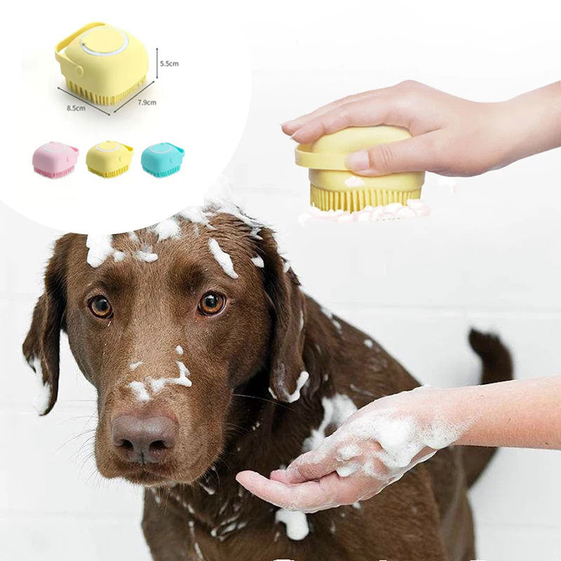 2-in-1 Silicone Pet Bath Brush β Shampoo Dispenser & Gentle Massage (Dogs & Cats)