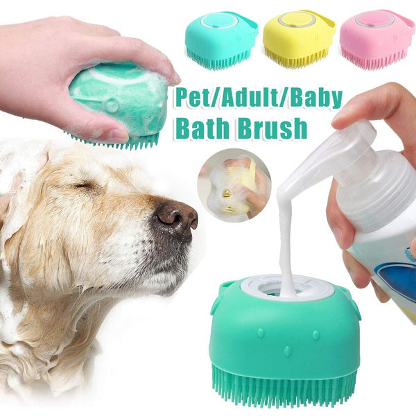 2-in-1 Silicone Pet Bath Brush – Shampoo Dispenser & Gentle Massage (Dogs & Cats)